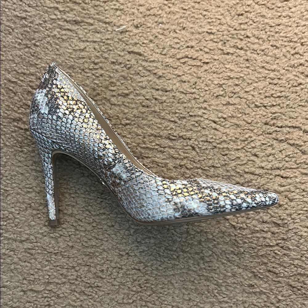 Sam Edelman Cream and Brown Pointed-Toe Heels